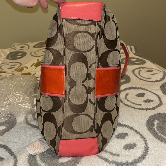 Coach Signature Coral Patent Leather/Canvas Tote - Picture 12 of 12